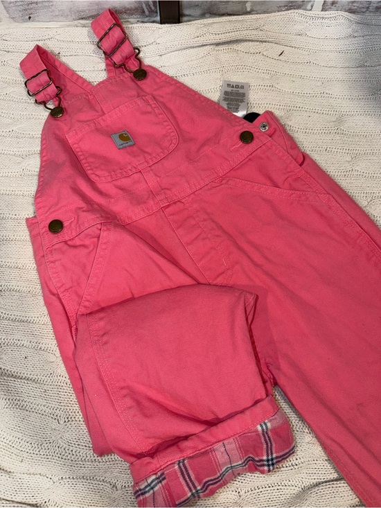 Carhartt Other - Carhartt Hot Pink Duck Bib Overalls with Plaid lining and Cuff